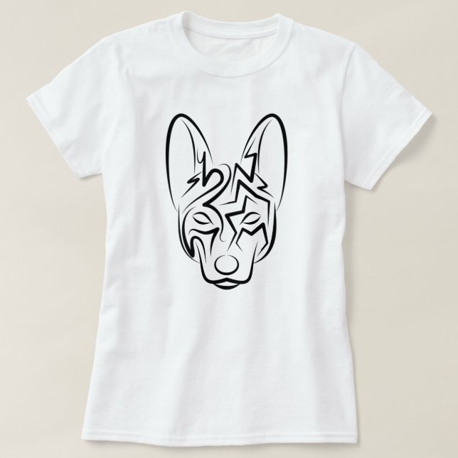 Camiseta Perro tribal blanco y negro (Diseño del anverso)