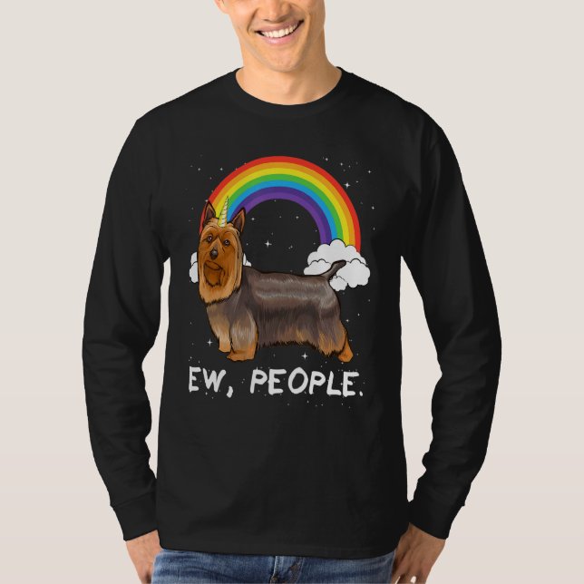 Camiseta Perro unicornio de Rainbow Silky Terrier Ew (Anverso)