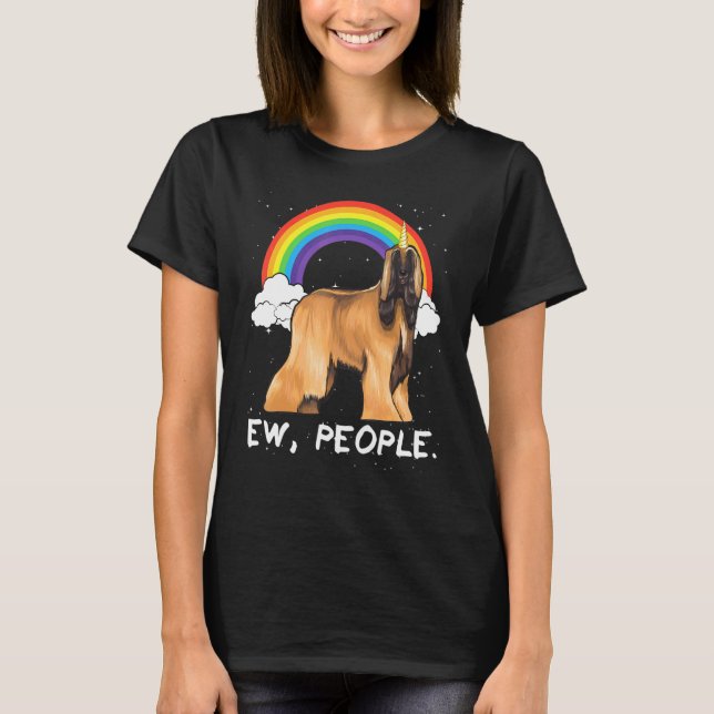 Camiseta Perro Unicornio Gente Ew Afghan Hound Arcoíris (Anverso)