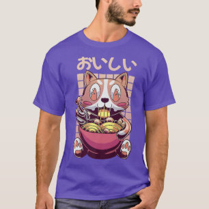 Camiseta Perro Vaporwave Kawaii Ramen - Otaku Anime Manga29