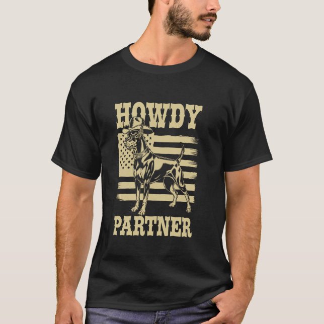 Camiseta Perro Vaquero Hola Amigo Doberman (Anverso)