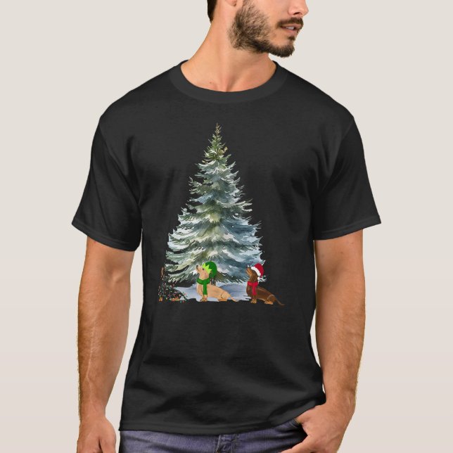 Camiseta Perro vienés divertido de Navidad árbol de Navidad (Anverso)