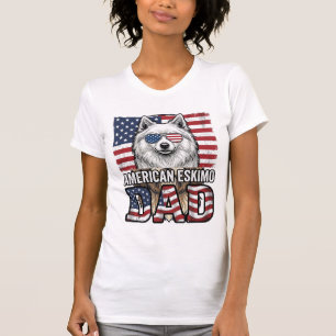 Camiseta Perro vintage patriótico de padre esquimal america