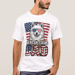 Camiseta Perro vintage patriótico de papá esquimal american