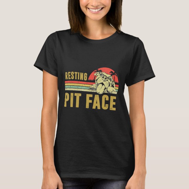 Camiseta Perro vintage Pitbull Resting Pit Face Pitbull (Anverso)