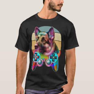 Camiseta perro vintage y consola de juegos