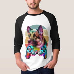Camiseta perro vintage y consola de juegos