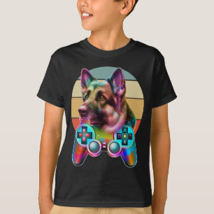 Camiseta perro vintage y consola de juegos