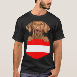 Camiseta Perro Vizsla De La Bandera De Austria En Bolsillo