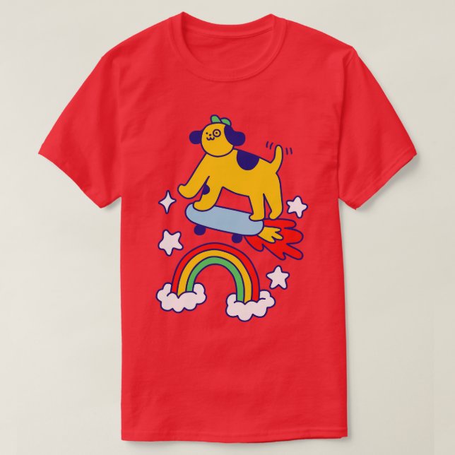 Camiseta Perro Volando En Un Skateboard (Diseño del anverso)