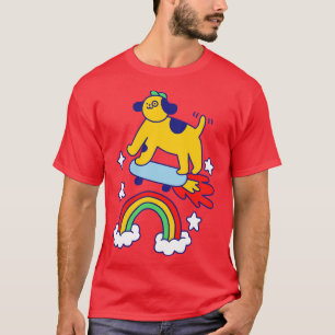 Camiseta Perro Volando En Un Skateboard