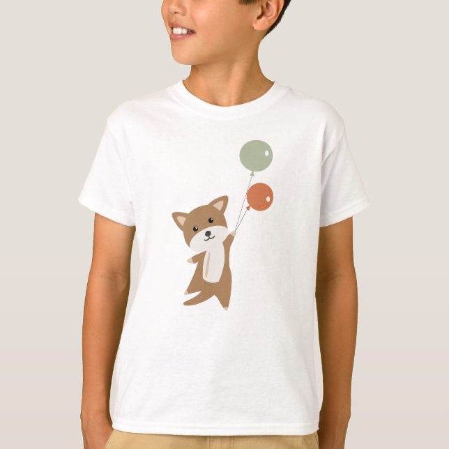 Camiseta Perro vuela Con Globos Animales Graciosos (Anverso)
