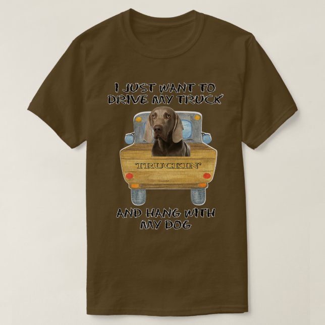 Camiseta Perro Weimaraner conduciendo un camión (Diseño del anverso)