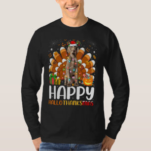 Camiseta Perro Weimaraner Halloween Navidad Feliz Hallothan