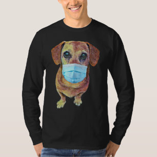 Camiseta Perro Weiner Con Una Máscara Sobre