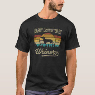 Camiseta Perro Weiner Retro Vintage Distraído Fácilmente Po