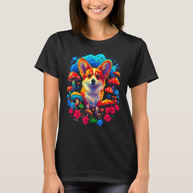 Camiseta Perro Welsh Corgi Champiñón (Anverso)