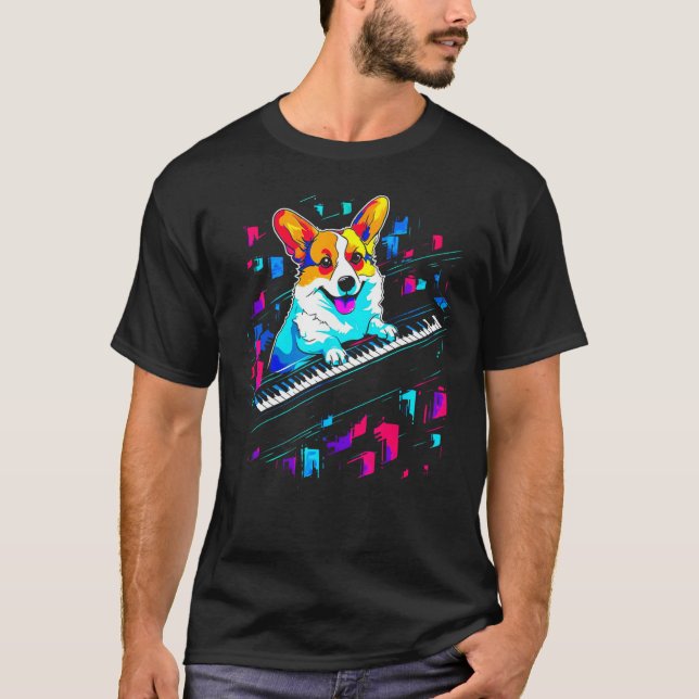 Camiseta Perro Welsh Corgi Piano (Anverso)