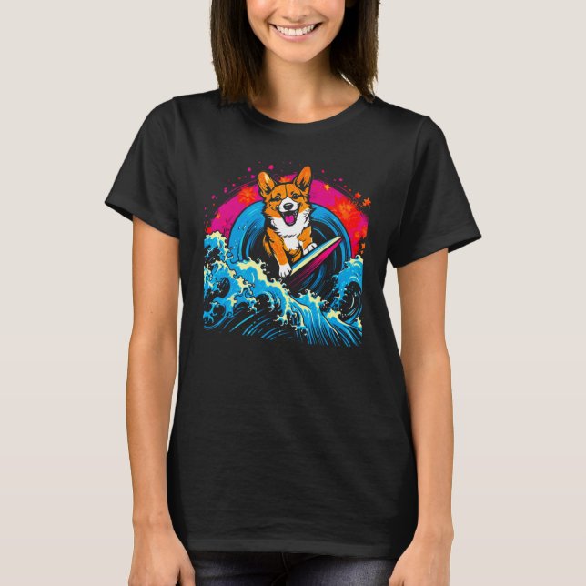 Camiseta Perro Welsh Corgi Surf (Anverso)