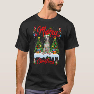 Camiseta Perro Whippet Lights Xmas Tree Santa Whippet Chris