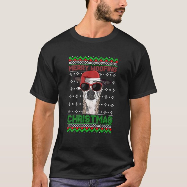 Camiseta Perro Whippets Funny Merry Woofing Navidades (Anverso)