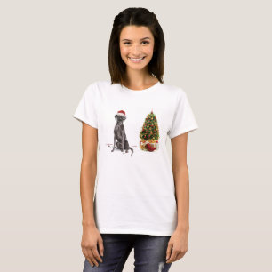 Camiseta Perro y árbol graciosos de Black Lab Navidades
