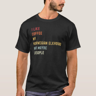 Camiseta Perro Y Café Retro Noruego De Elkhound