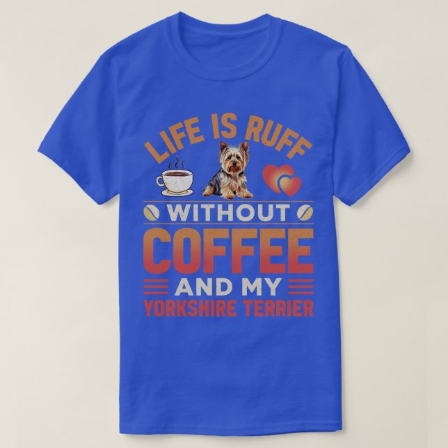 Camiseta Perro Y Café Terrier De Yorkshire (Diseño del anverso)
