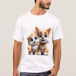 Camiseta Perro Y Gato Adorables Enamorados