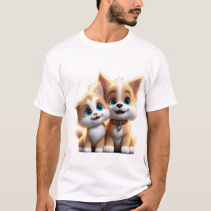 Camiseta Perro Y Gato Adorables Enamorados