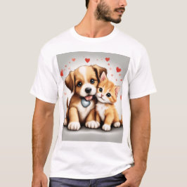 Camiseta Perro Y Gato Cuidados Enamorados
