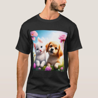 Camiseta Perro Y Gato Cuidados Son Buenos Amigos