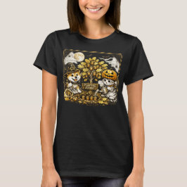 Camiseta Perro y gato de Halloween plantan un poderoso robl