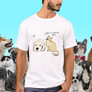 Camiseta Perro y Gato Divertidos de Dibujos Animados Chiste