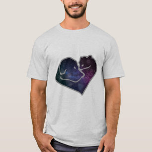 Camiseta Perro y gato en el espacio