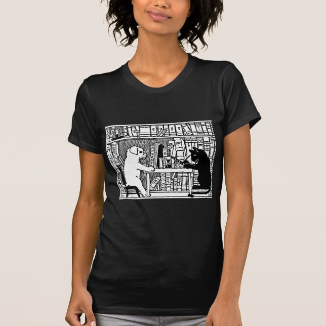Camiseta Perro y gato en la biblioteca (Anverso)