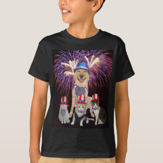Camiseta Perro y gatos divertidos 4 de julio