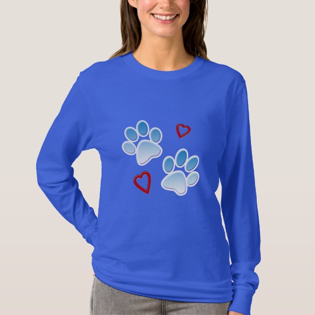 Camiseta Perro y patas y corazones del perrito (Anverso)