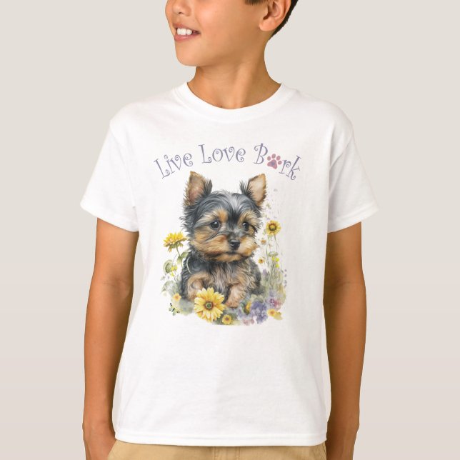 Camiseta Perro Yorkie Floral Adorable (Anverso)