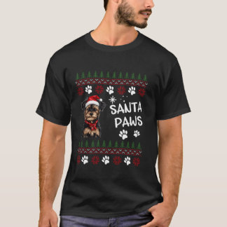 Camiseta Perro yorkiepoo Perro Navidades feos Santa Paws