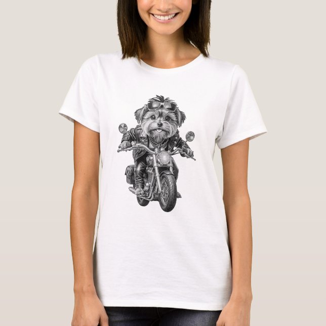 Camiseta Perro Yorkshire Terrier Biker (Anverso)