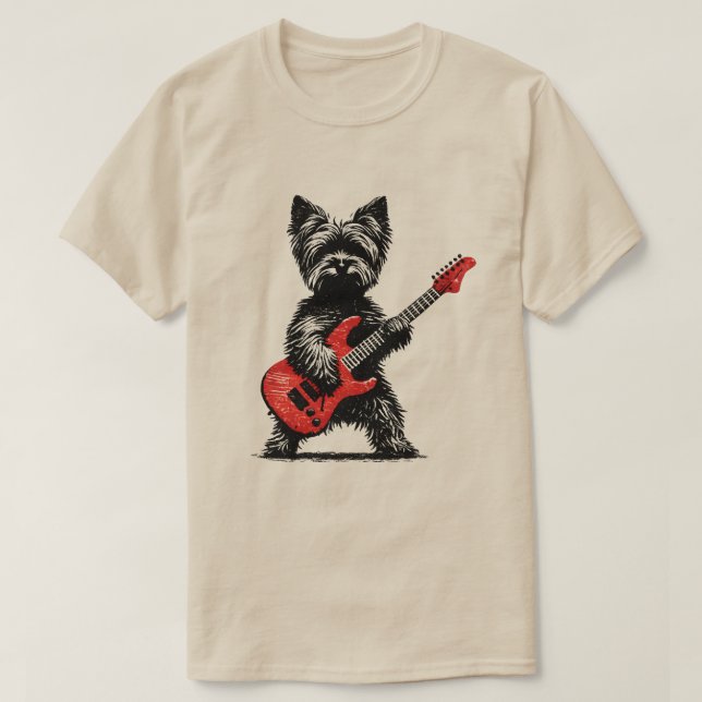 Camiseta Perro Yorkshire Terrier de Rock and Roll  (Diseño del anverso)