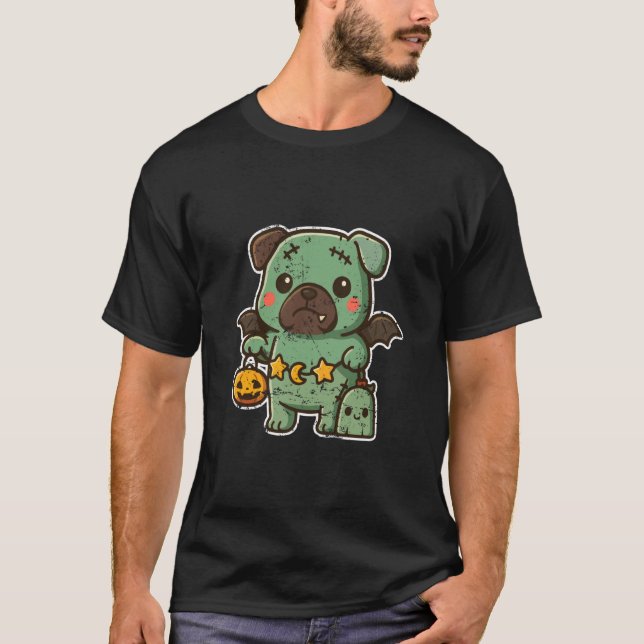 Camiseta Perro Zombie con Alas y Calabaza (Anverso)