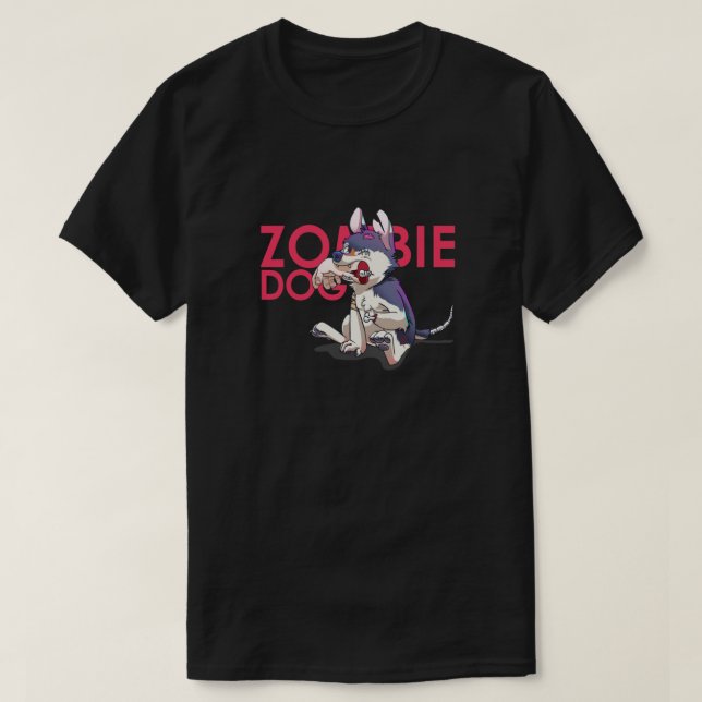 Camiseta Perro zombie con cuello en V (Diseño del anverso)