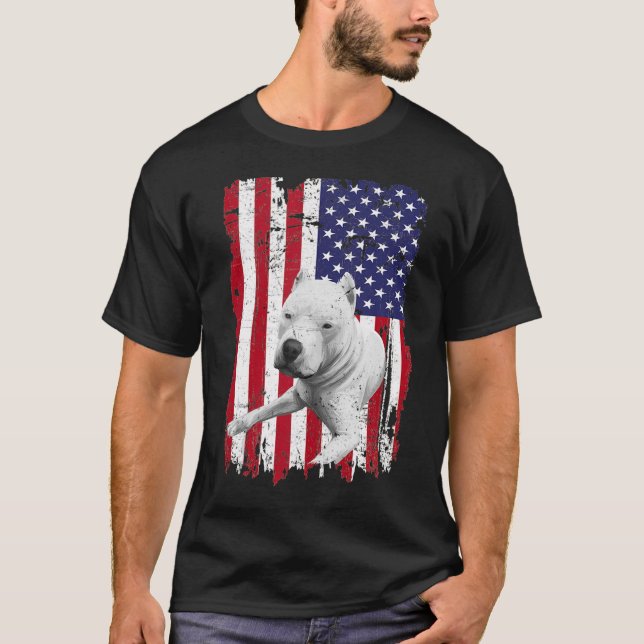 Camiseta Perros 365 Bandera estadounidense angustia Dogo Pe (Anverso)