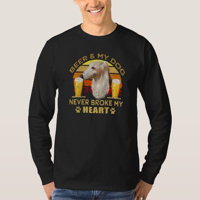 Camiseta Perros 365 Cerveza y perro de Borzoi nunca me romp (Anverso)