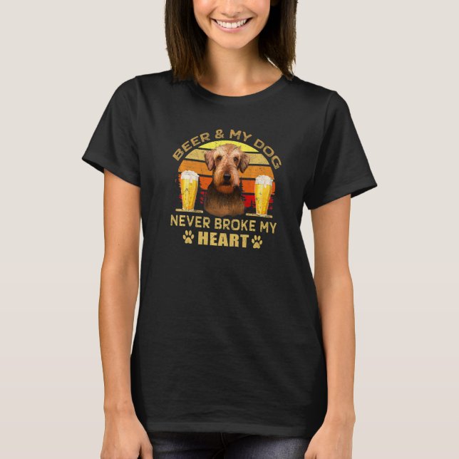 Camiseta Perros 365 Cerveza y Perro Terrier Airedale nunca  (Anverso)