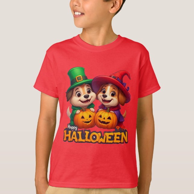 Camiseta Perros Adorables con Disfraces de Halloween (Anverso)