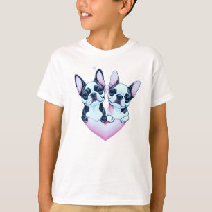 Camiseta Perros adorables del Boston Terrier enamorados en 