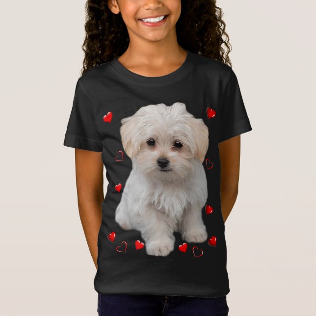 Camiseta Perros amantes del perro de Malta Diseño de cachor (Anverso)